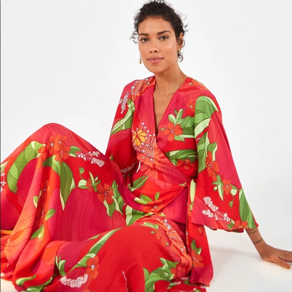 Farm Rio Pink Pietra wrap dress